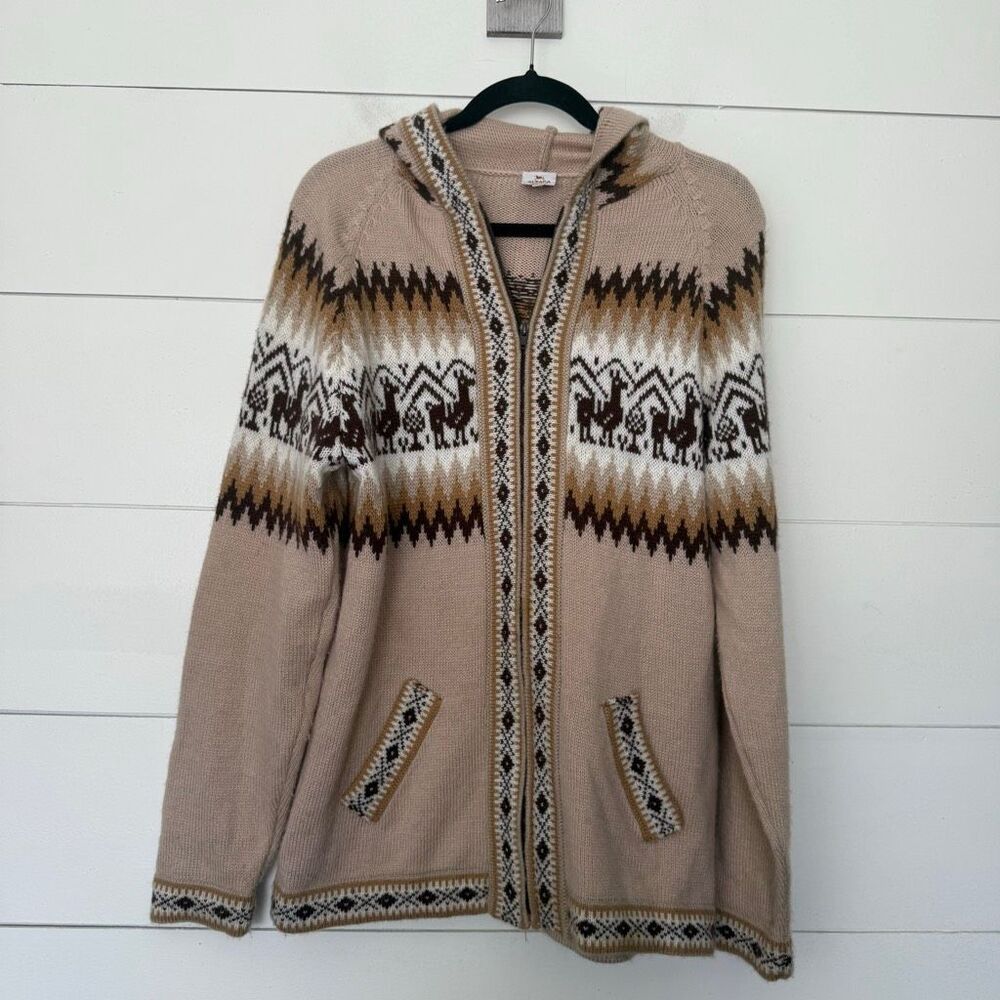 Alpaca Warehouse Adult Large Llama Full Zip Sweater Hooded